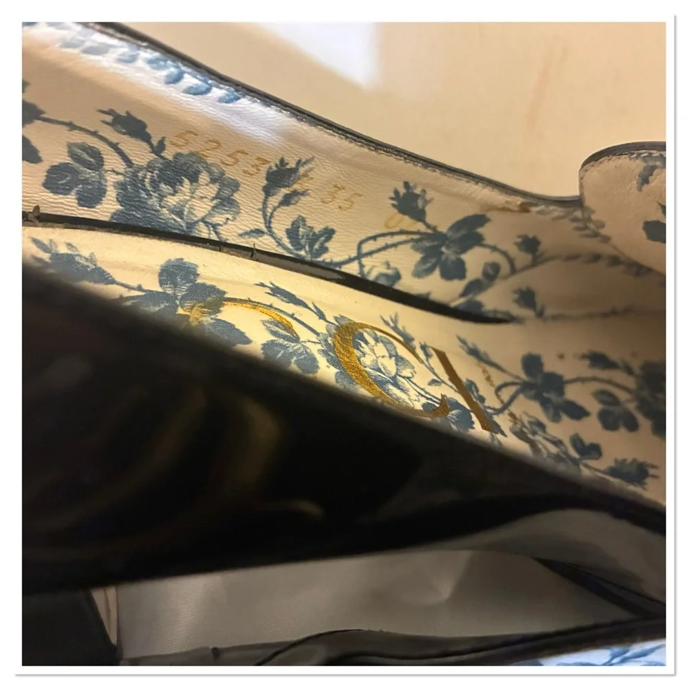 Gucci Double G Logo Victoire Patent Leather Low Block Heel size 35(5) - Picture 8 of 11